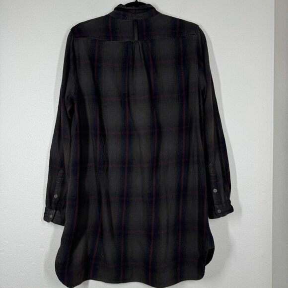 Free People x CP Shades Plaid Long Sleeve Flannel Tunic Top Button Front Medium - Picture 6 of 7